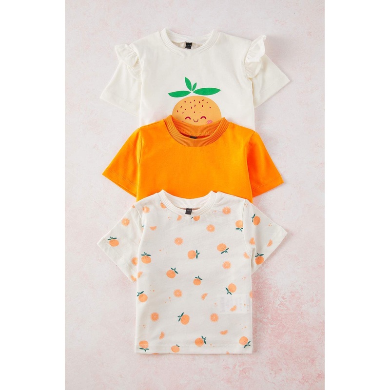 kds Girls Ecru Printed Short Regular T-Shirt