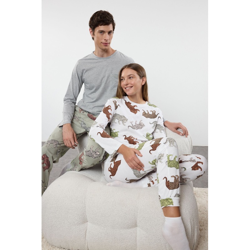 Man Men's Animals Long Lounge/home Regular Pajama Set