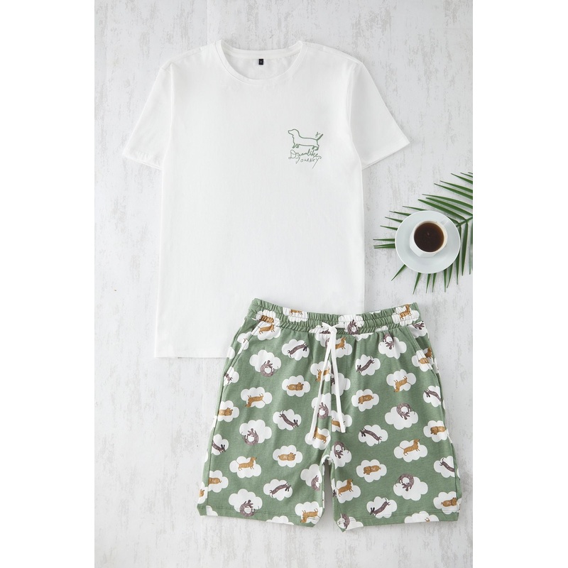 Man Men's Animals Short Homewear Regular Pajama Set