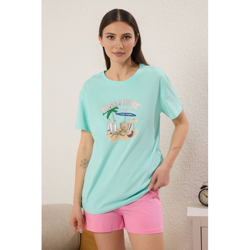 Women's 2 Pack Straight Short Lounge/home Regular Pajama Set