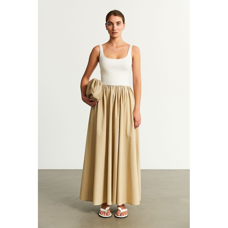 Women's Braun Color Block Midi Sleeveless Casual/daily Skater Dress