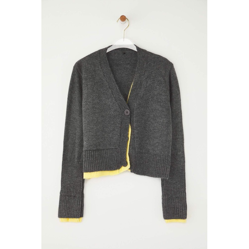Women's Color Block Long Regular Cardigan