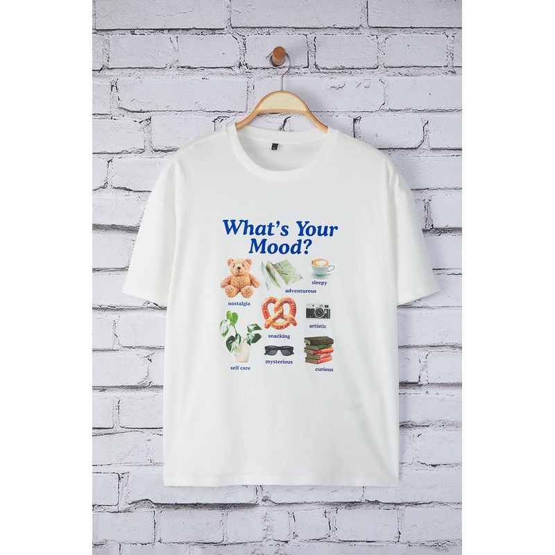 Women's Ecru Printed Short Oversized T-Shirt