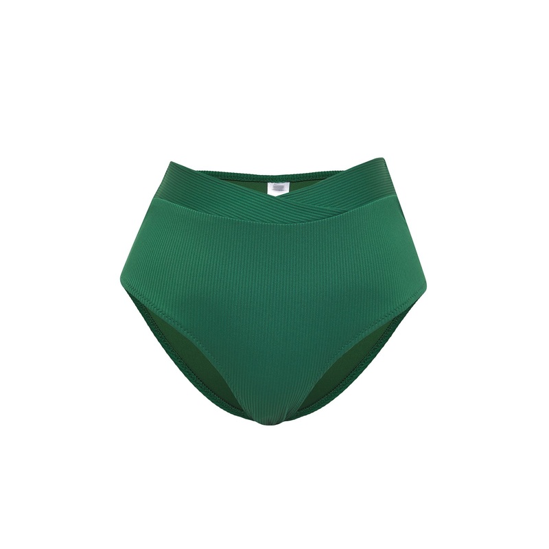 Women's Green Plain Bikini Bottom