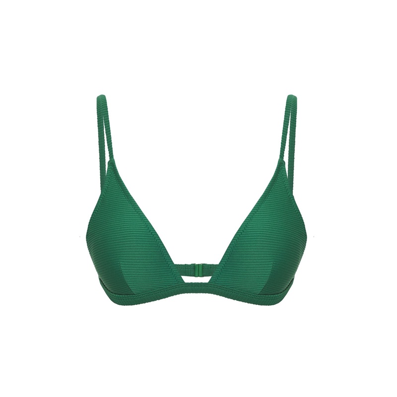 Women's Green Plain Removable Cup Bikini Top