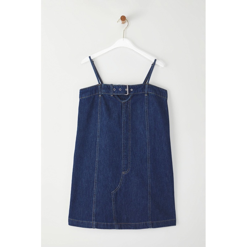 Women's Navy Blue Plain Short Spaghetti Strap Casual Oversize Dress