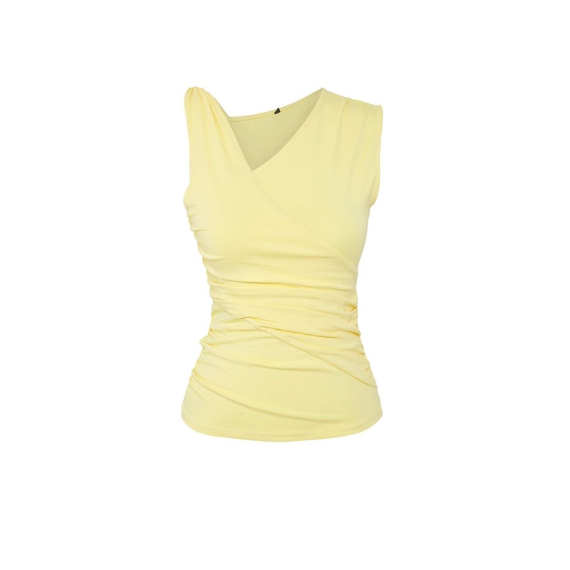 Women's Navy Blue Straight Sleeveless Slim Blouse