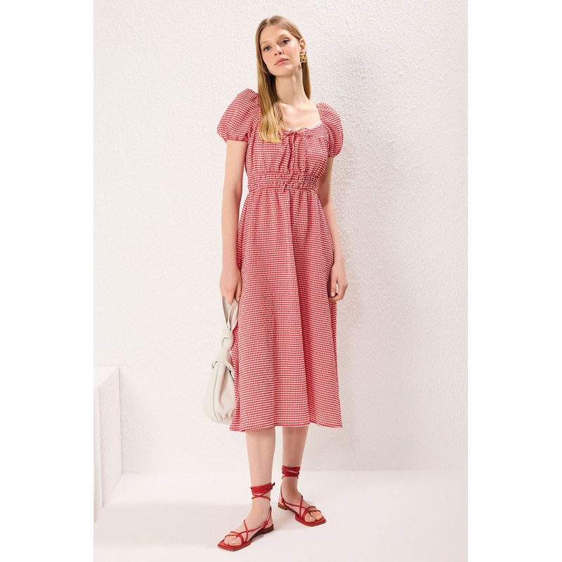 Women's Plaid / Checkered Midi Short Casual/daily Regular Dress