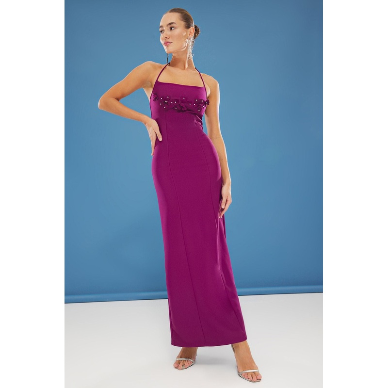 Women's Purple Plain Maxi Sleeveless Graduation / Prom Slim Evening & Prom Dress