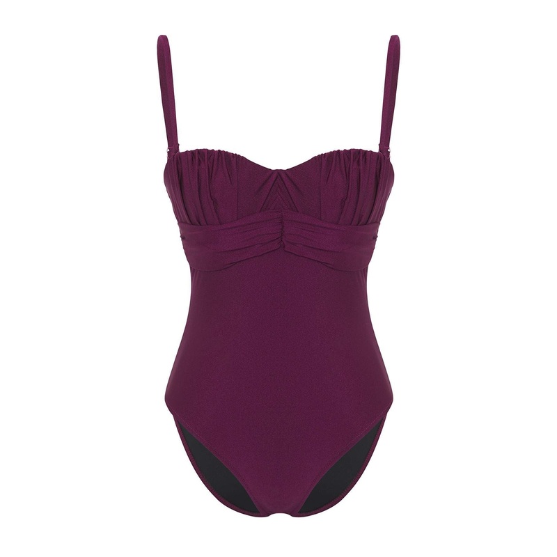 Women's Purple Straight Fixed Cup Swimsuit