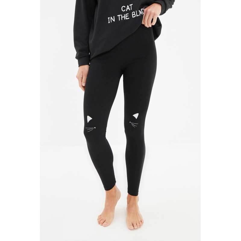 Black and White Printed Knitted Pajamas Set THMAW22PT0611