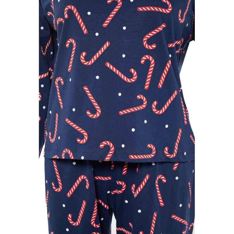 Curve Christmas Themed Knitted Pajamas Set TBBAW23AI00026