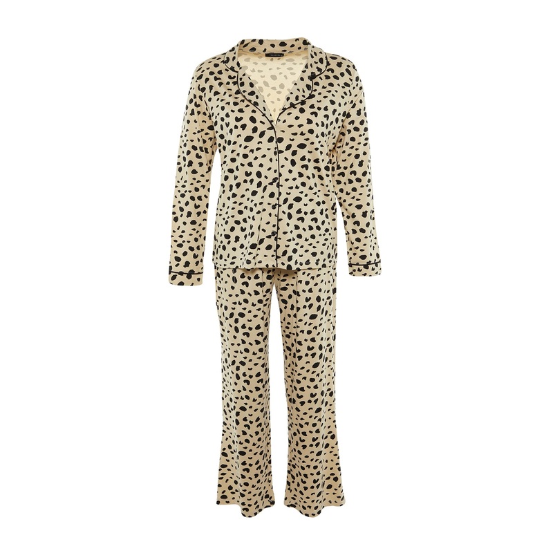 Curve Multicolored Animal Patterned Knitted Pajamas Set TBBAW23AI00015