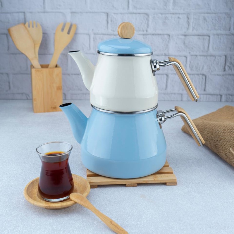 Lumino - Bamboo Handle Teapot Set Blue