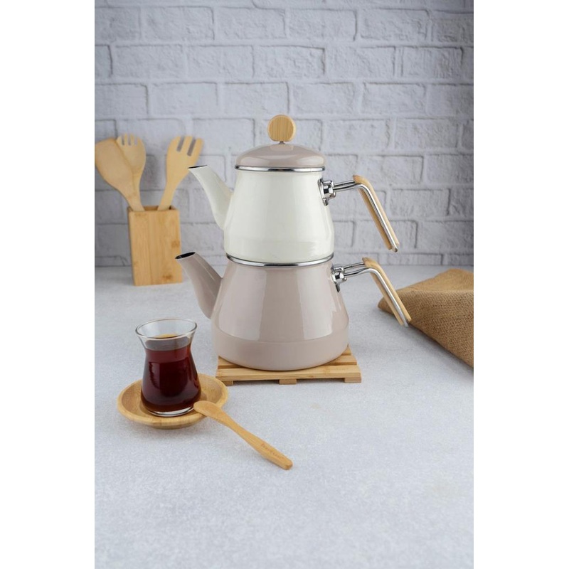 Lumino - Bamboo Handle Teapot Set Mint Green