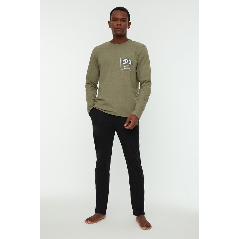 Man Men's Regular Fit Printed Pajamas Set Tmnaw22Pt0757