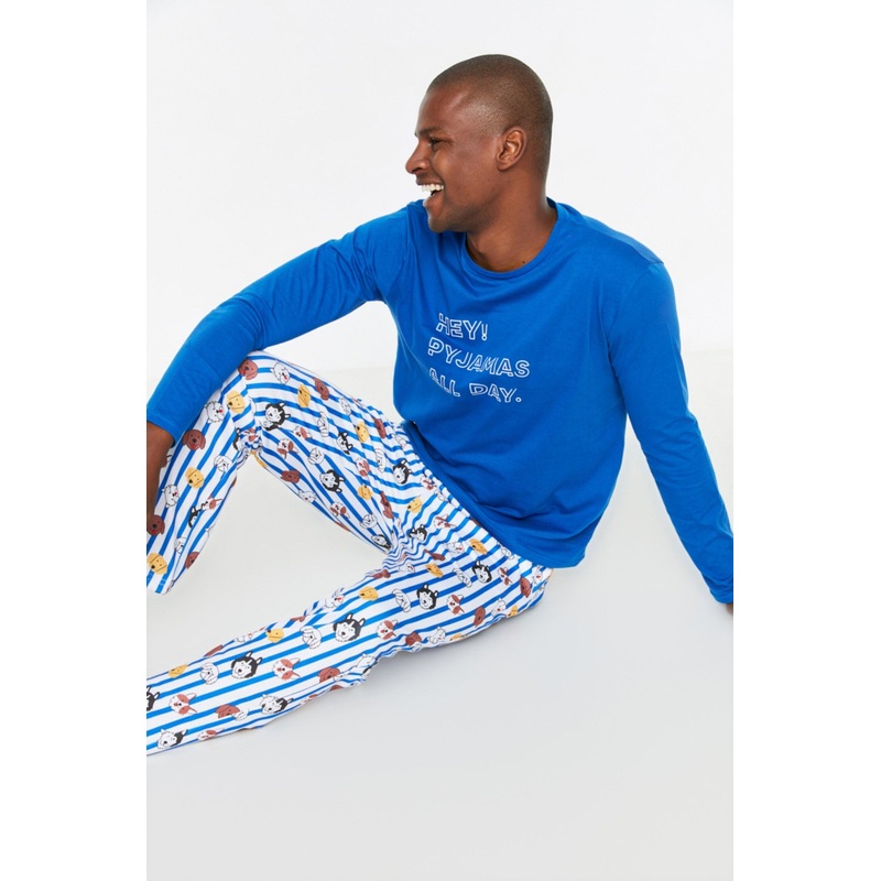 Man Men's Regular Fit Printed Pajamas Set Tmnaw22Pt1313