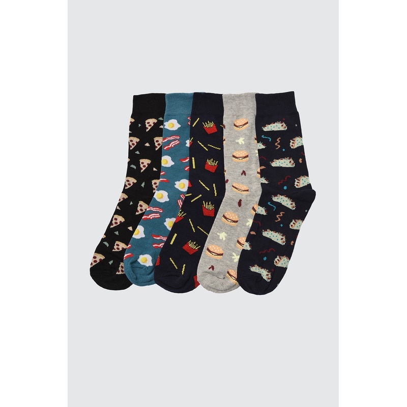 MAN Multicolored Men's 5-Pack Cuffed Socks TMNSS21CO0075