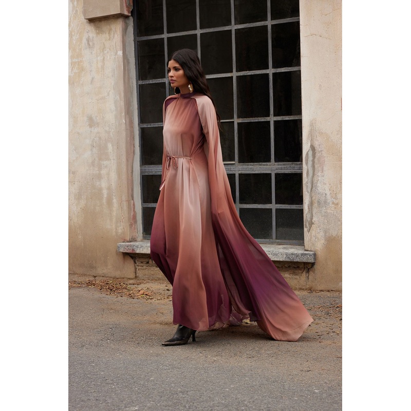 Modest Women's Color Blocked Maxi Long Stylish/night Relaxed Hijab Evening Dress