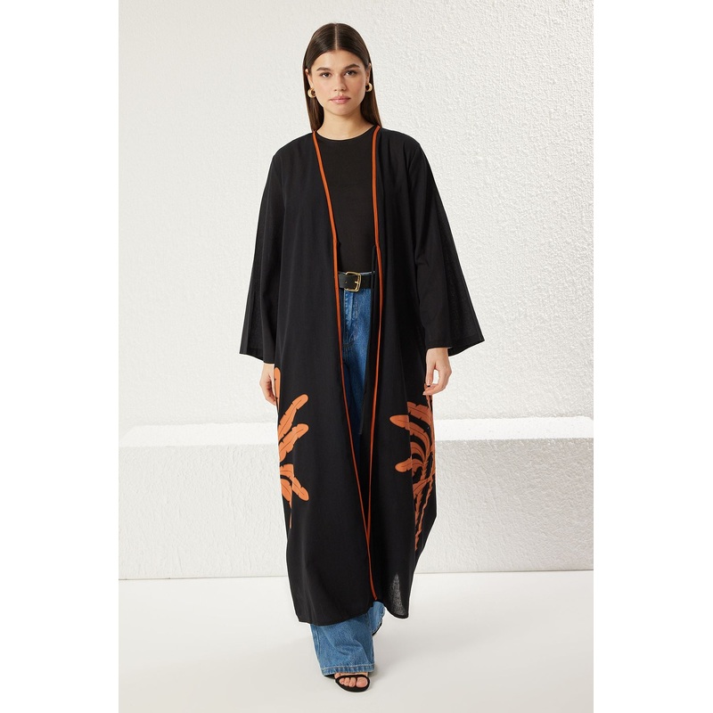 Modest Women's Printed Long Relaxed Fit Modest Kimono & Kaftan