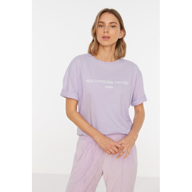 Printed Loose Pattern Knitted T-Shirt Twoss19Gh0034