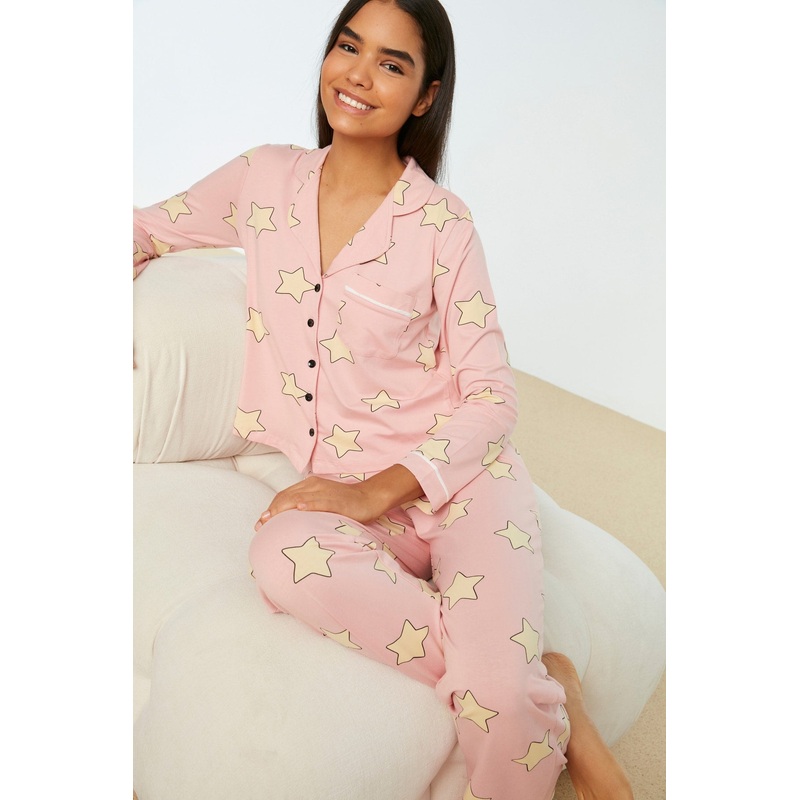 Star Printed Knitted Pajamas Set Thmaw21Pt0456