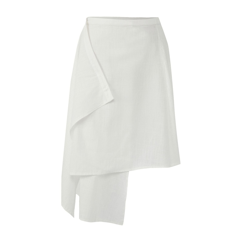 Women's Ecru Straight Midi Asymmetric Skirt
