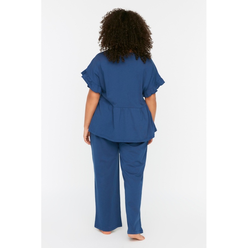 Curve Embroidered Flywheel Knitted Pajamas Set Tbbss22Pt0565