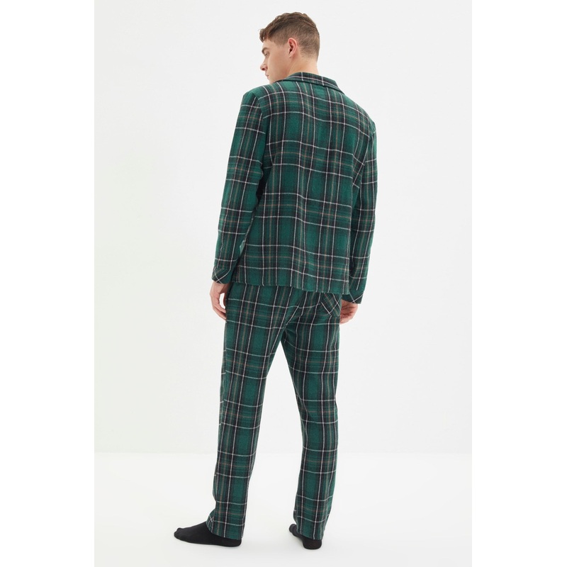 Man Men's Regular Fit Plaid Woven Pajamas Set Tmnaw22Pt1080