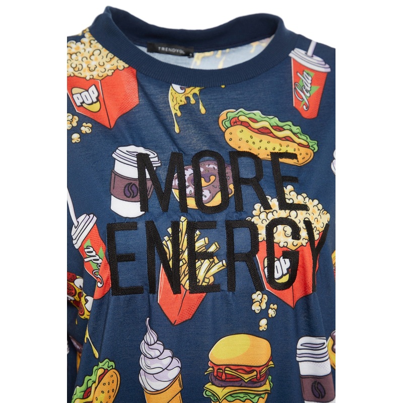 Multi Color Slogan Knitted Pajamas Set THMAW23PT00064