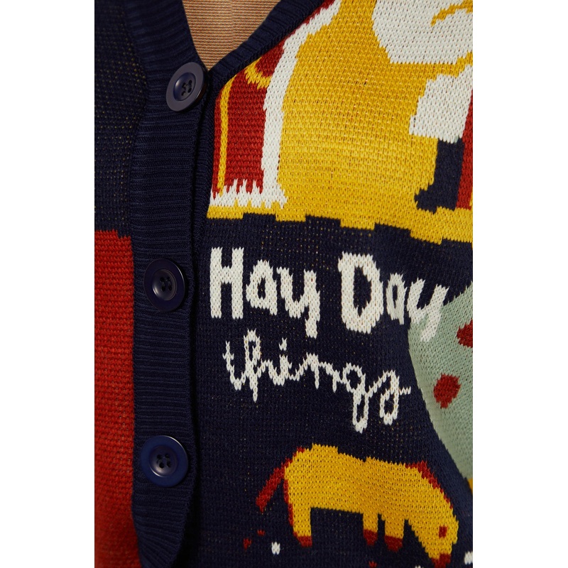 Multicolored Button Detailed Jacquard Knitwear Vest TWOAW22HI0331