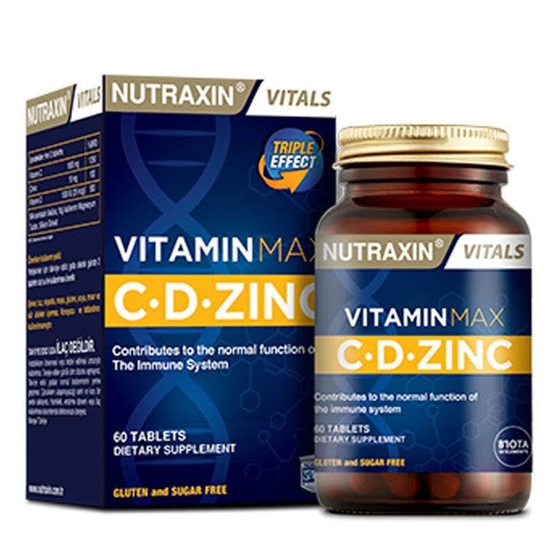 Nutraxin Vitamin Max C + D Zinc 60 Tablets