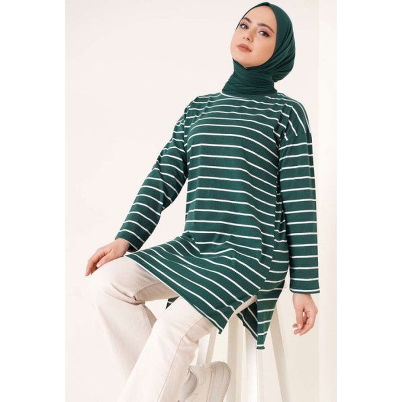 Striped Tunic Emerald Green