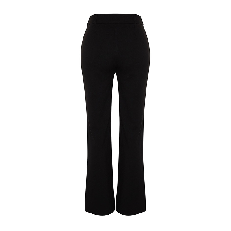 Black Premium Ribbed High Waist Woven Trousers Twoaw24Pl00148