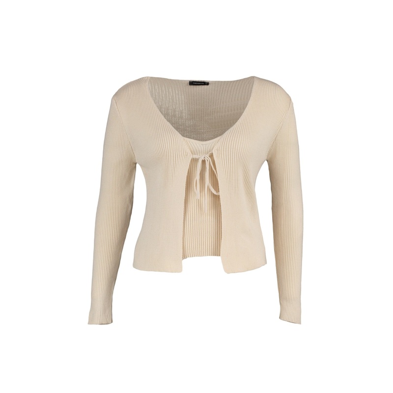Curve V-Neck Tie Detailed Thin Knitwear Cardigan&athlete Set Tbbaw23Av00047