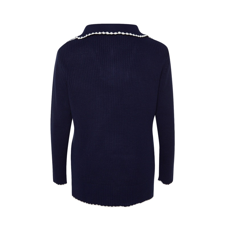 Curve Women's Dark blue Plain Long sleeve Relaxed fit Plus Size Sweater