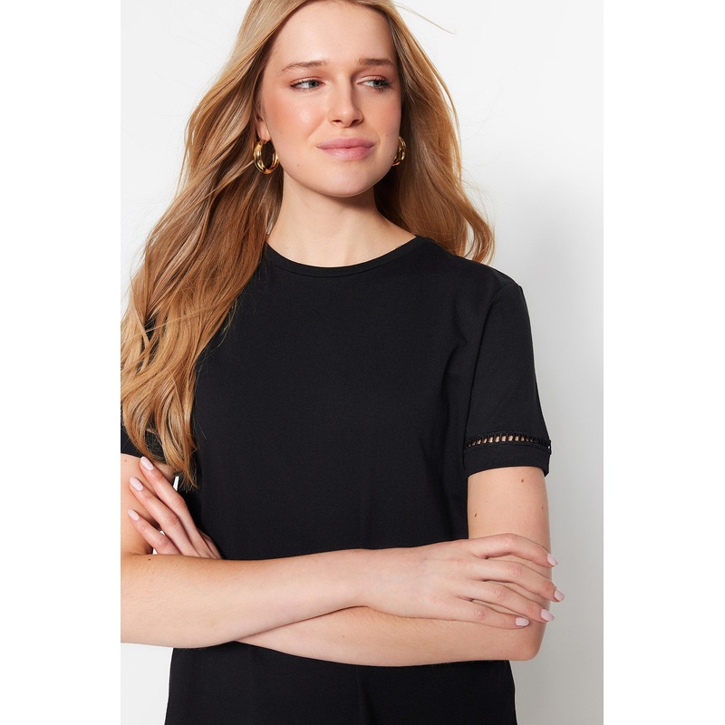 Embroidered Detailed Basic Knitted T-Shirt Twoss23Ts00012