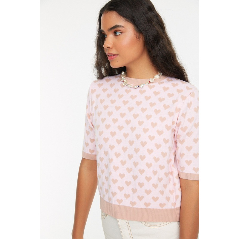 Heart Pattern Detailed Knitwear Sweater TWOSS21KZ0008