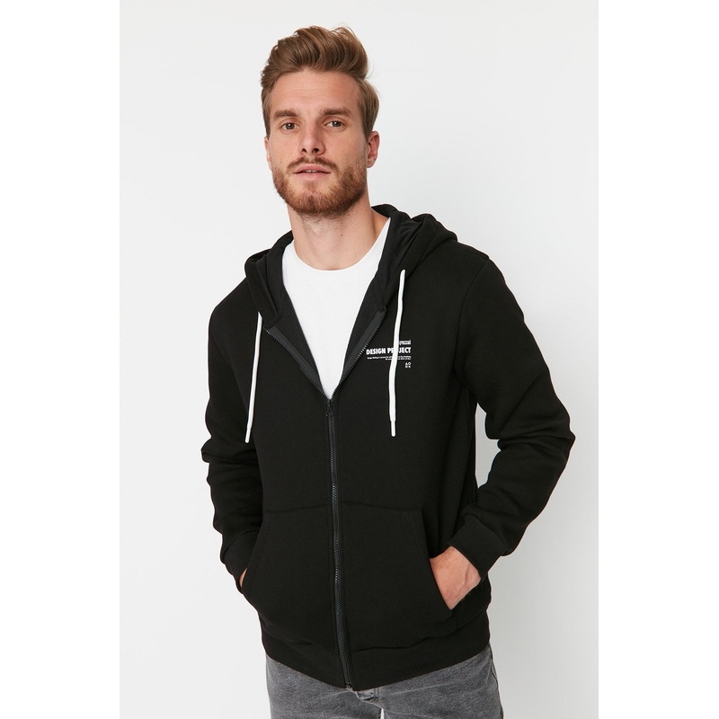 Man Men Regular Fit Hooded Slogan Printed Sweatshirt-Cardigan Tmnaw23Sw00227