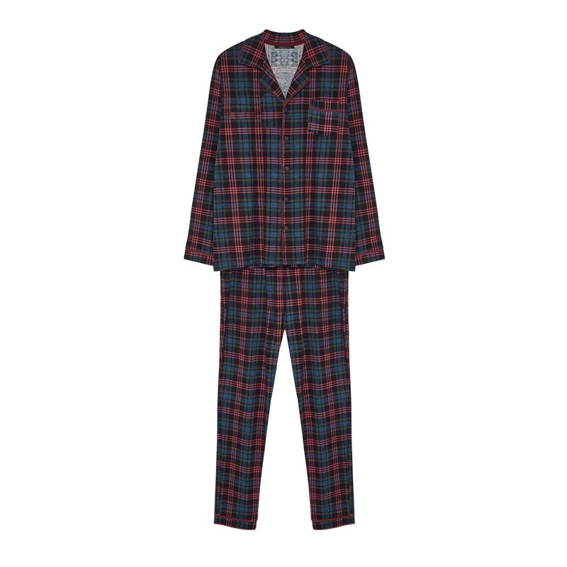 Man Men's Plaid / Check Long Sleeve Homewear Regular Pajamas Set