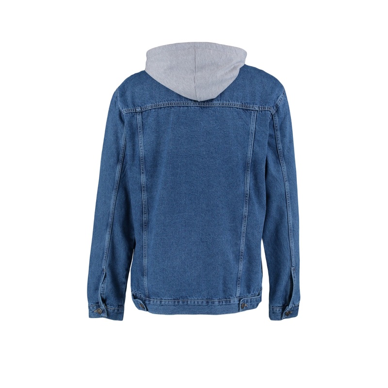 Man Men's Regular Fit Knitted Hooded Denim Denim Jacket Tmnaw23Ce00019