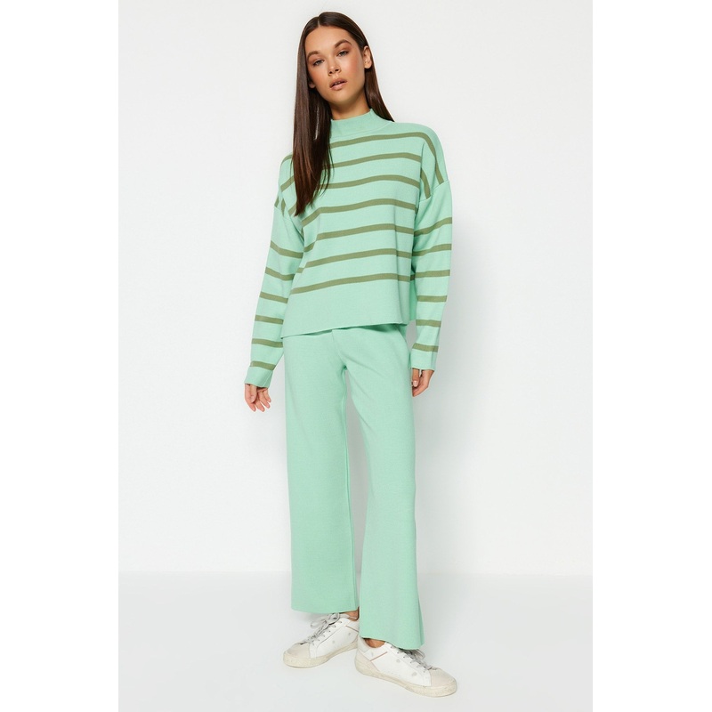 Striped Knitwear Bottom-Top Suit With Pants Twoaw24Au00045