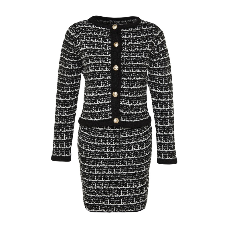 Tweed Knit Sweater Bottom-Top Set Twoaw24Au00001