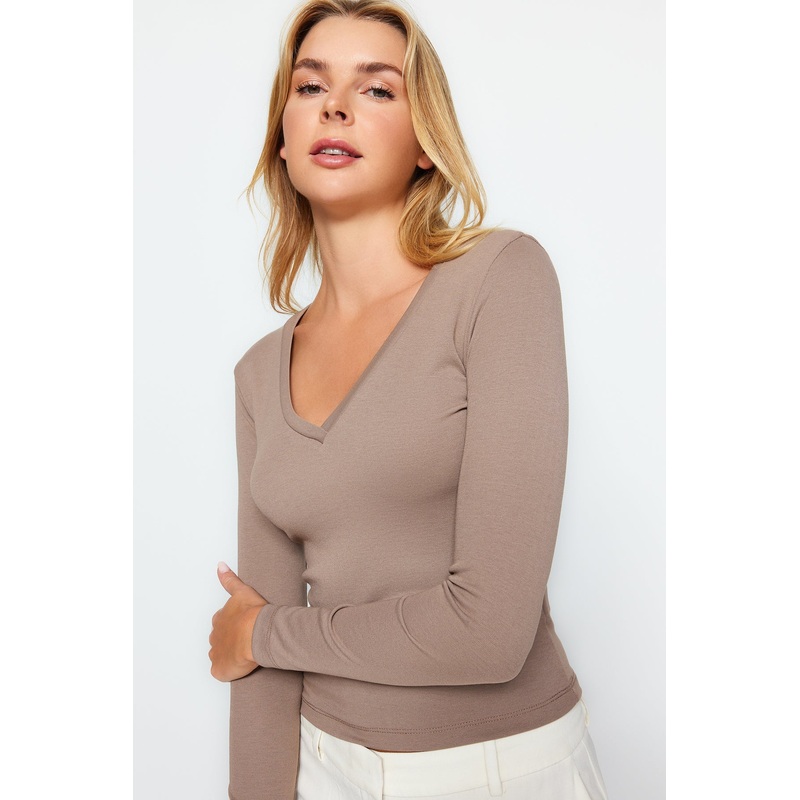 Women's Gray Straight Long Sleeve Slim Blouse