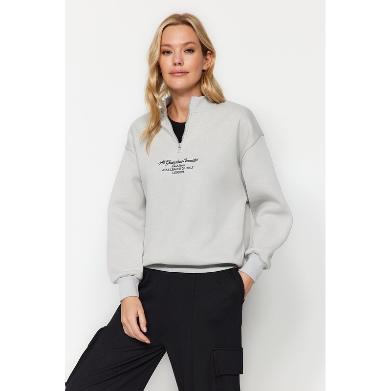 Women's Motto Long Sleeve Oversize Sweatshirts