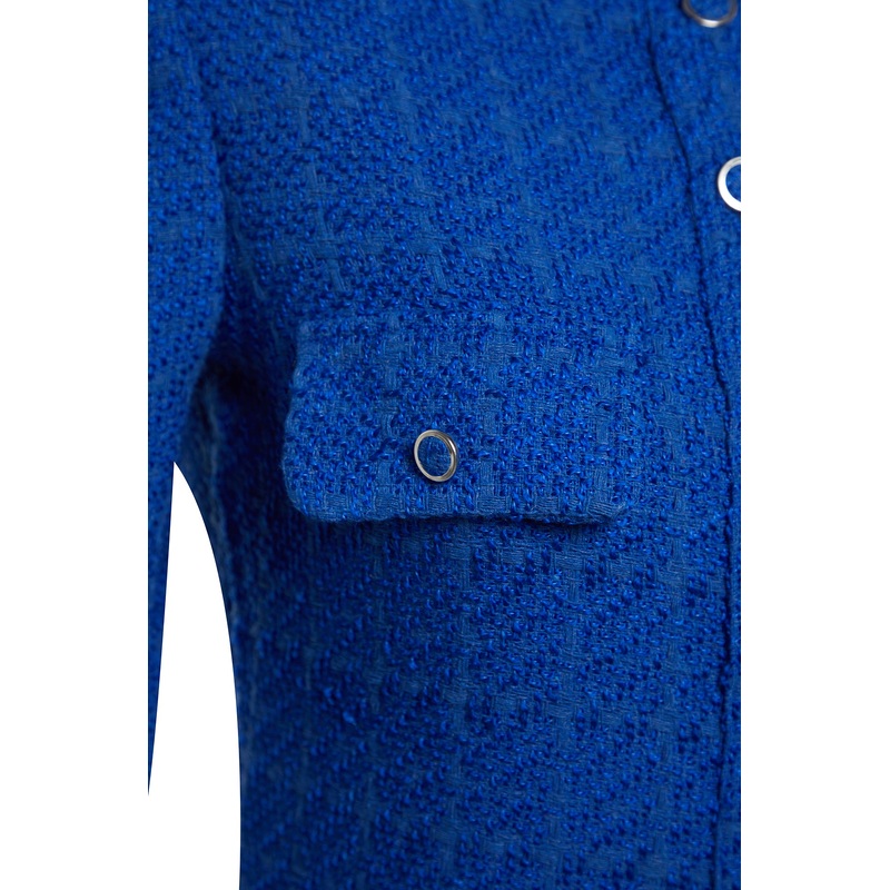 Women's Navy Blue Plain Mini Long Sleeve Business Regular DRESS