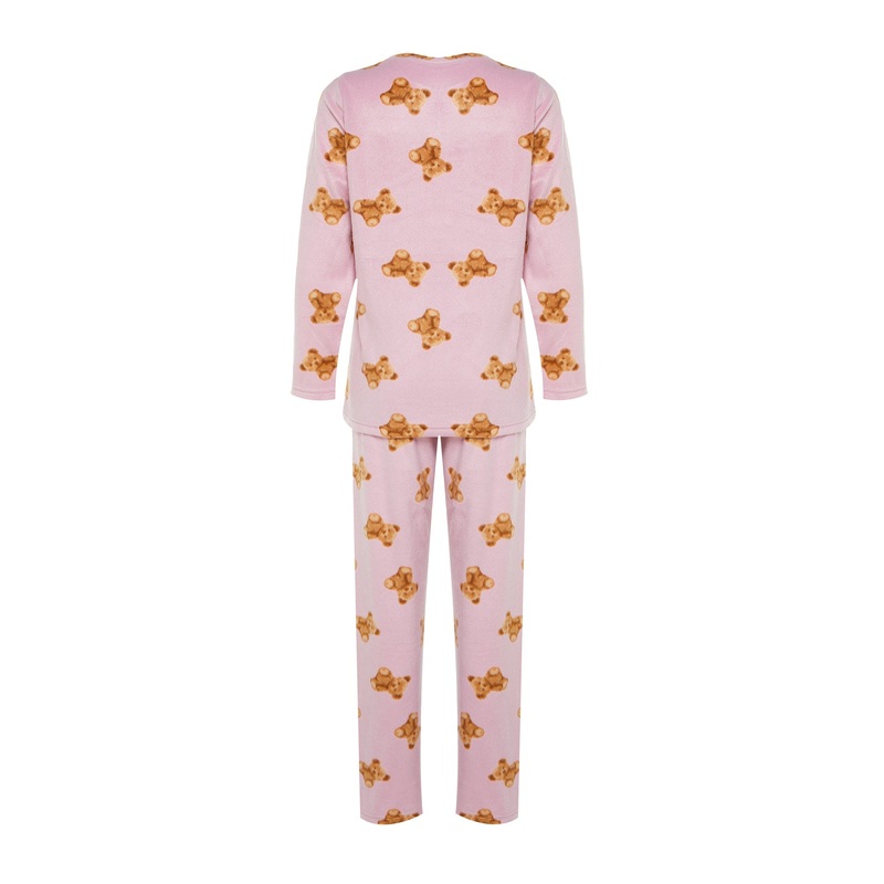 Women's PINK Animal Long Sleeve Lounge/Home Regular Pajama Set