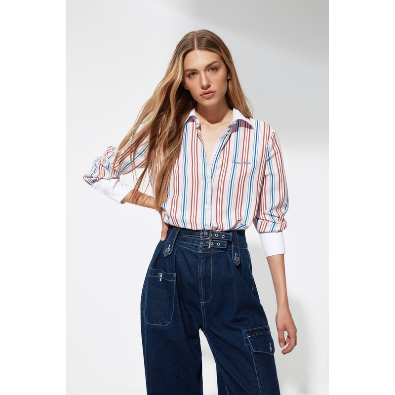 X Sagaza Studio Multicolor Striped Shirt Tpraw22Go1090