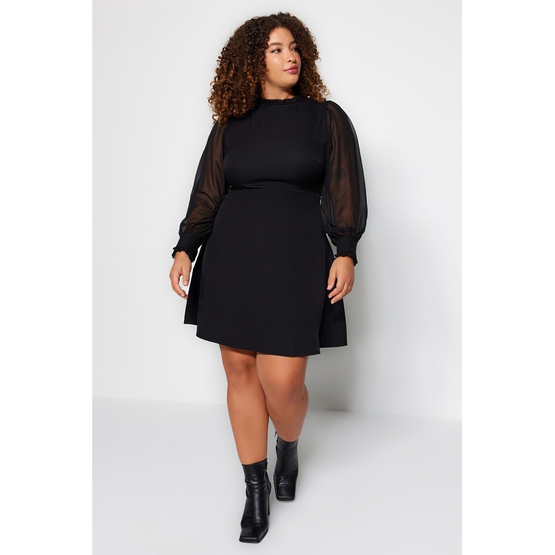 Curve Women's Plain Maxi Long sleeve Evening / Daily Fitted Plus Size Dress