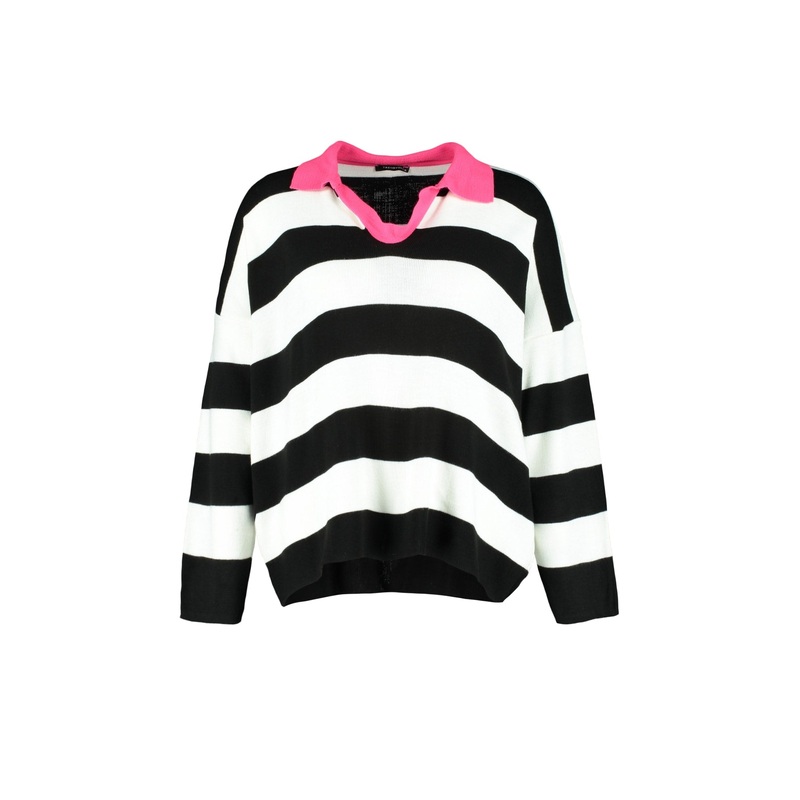 Curve Women's Striped Long sleeve Relaxed fit Plus Size Sweater